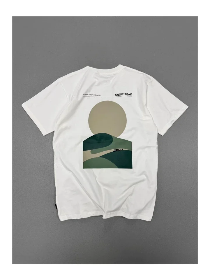 2025 New Snow Peak Co 브랜드 반소매 T 셔츠 야외 캠핑 프린트 조수 여름 streetwear 남여 패션 레저
