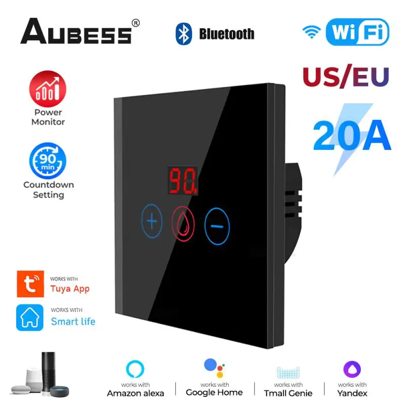 

Aubess Tuya WiFi Water Heater Switch 20A EU/US Touch Panel With Power Monitor Timer Switch Smart Home Via Alexa Google Assistant