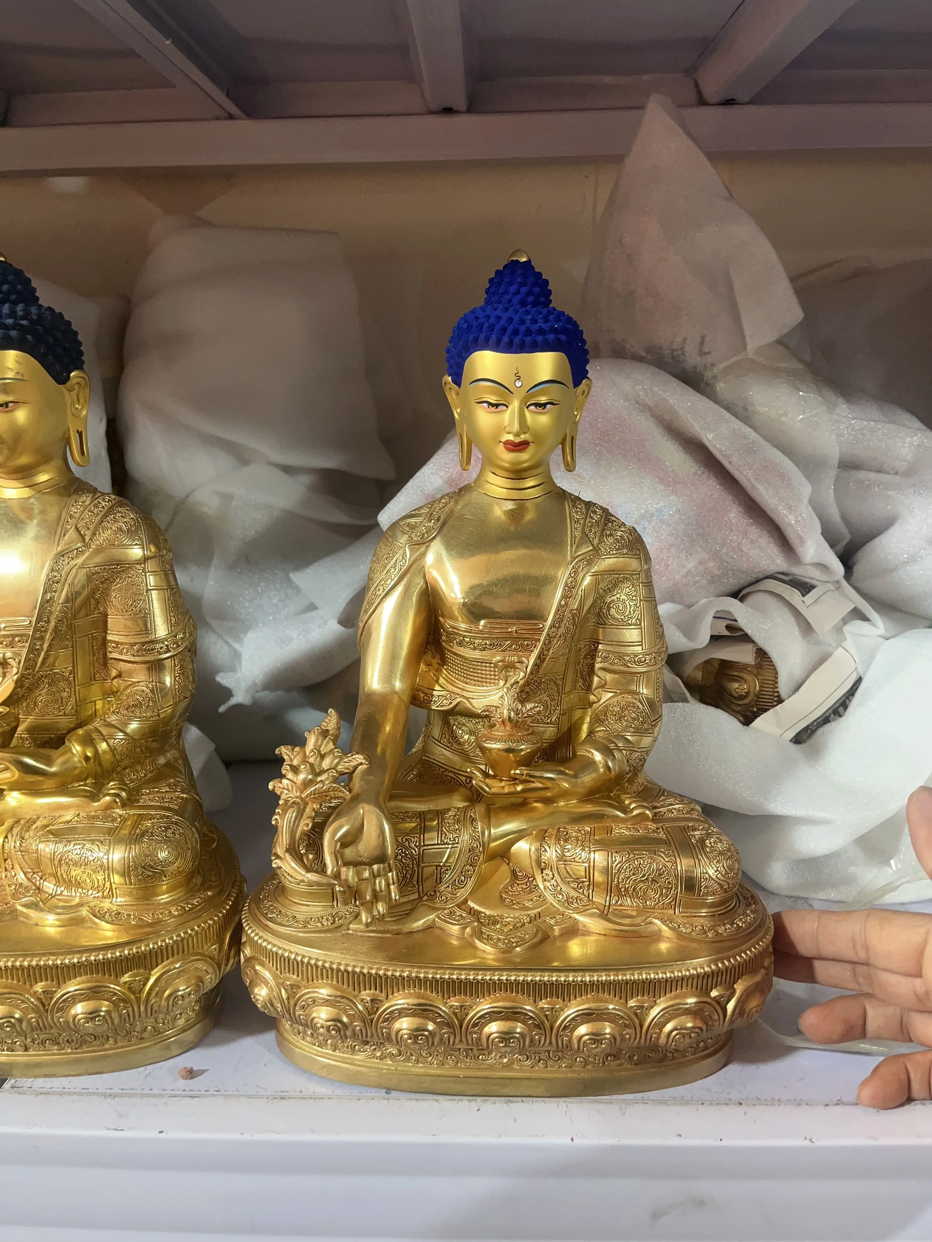 High grade gilding buddha statue Asia Buddhism Tibet golden medicine buddha figure of the Buddha family home altar monk worship