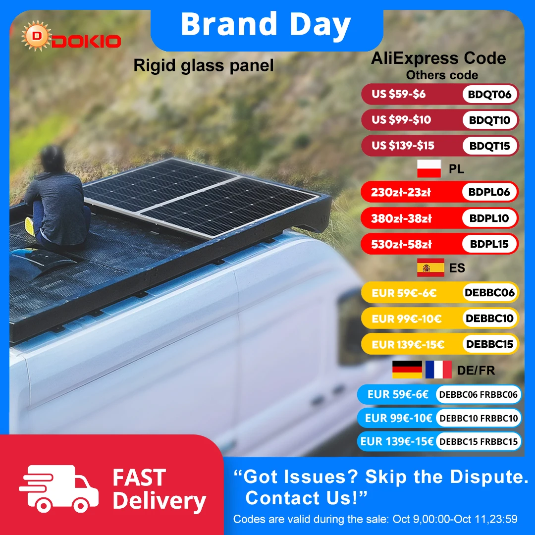 Dokio 18V 100W 200W 400W (Kits) Wasserdichtes Neues Starres Solarpanel 12V Controller für Hausladung – Lokales Lager Schnelle Lieferung
