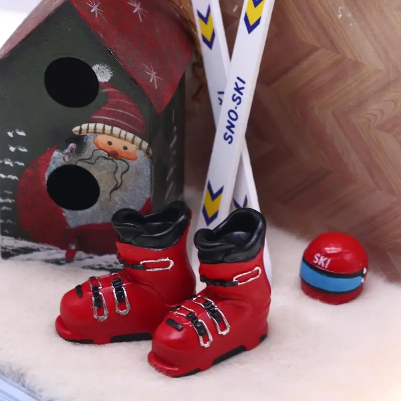 Patines de Hielo en Miniatura para Casa de Muñecas 1:12, Gorros de Esquí, Modelo de Escena de Esquí de Invierno, Decoración, Accesorios para Casa de Muñecas - Juguete