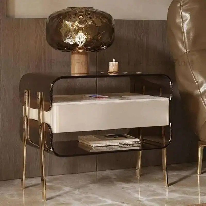 

Acrylic Creative Night Table Nightstands Simple Modern Stands Solid Wood Nightstands Storage Bedside Cabinet Bedroom Furniture