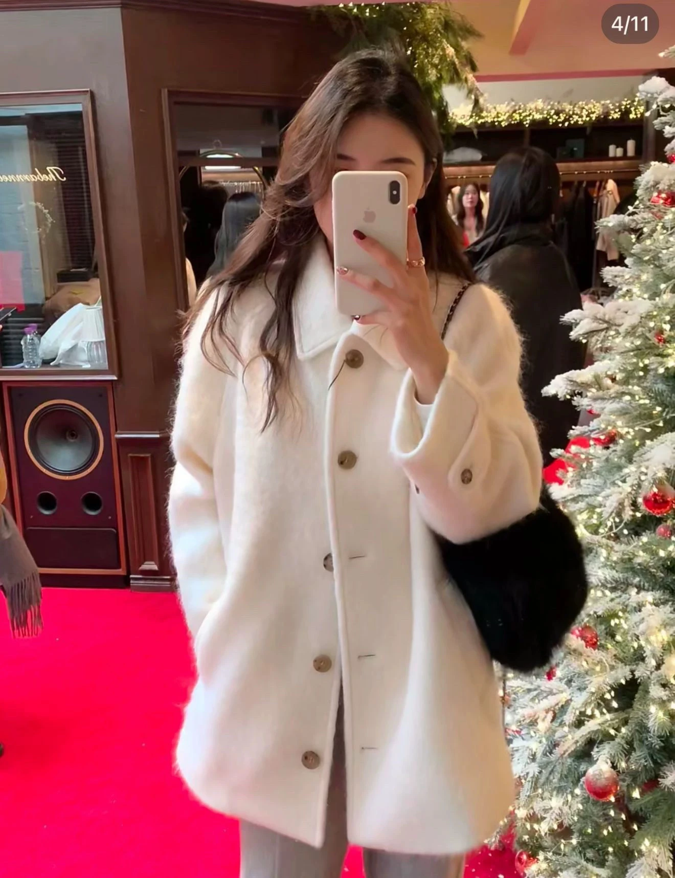 

Белое пальто из искусственного меха Jaet на одной пуговице PREON Work Autumn Winter Thiened Commute Sle Long Sve Pure Color Straight Cut