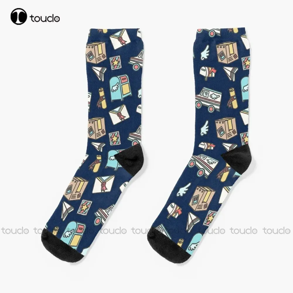 Mail Delivery Socks Mens Black Socks 360° Digital Print Personalized Custom Unisex Adult Teen Youth Socks Custom Gift Streetwear