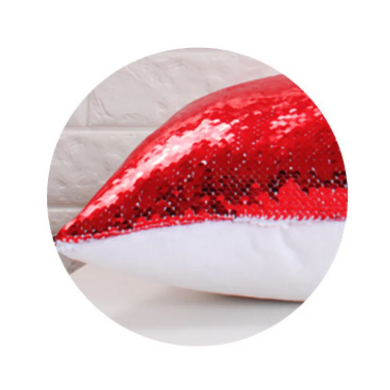 Sublimation Blank Short Plush Pillowcase Heart Glitter Cushion Cover Color Changing Reversible Home Decor Car Sofa Pillow Case