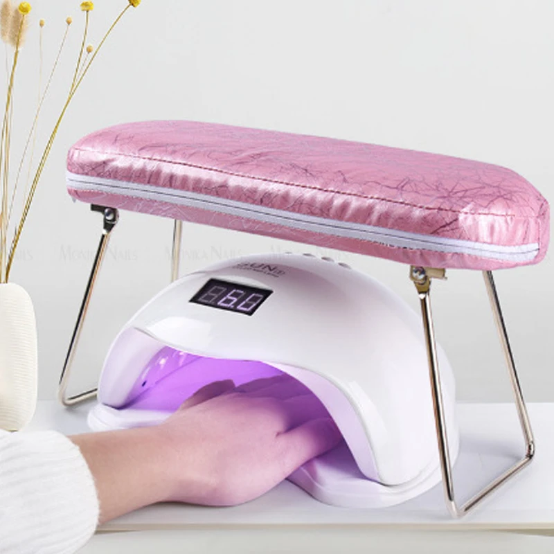 Manicure Armsteun Kussen Polssteun Handhouder Beugel Stand Roestvrij staal Opvouwbare draadpoten voor manicure Handkussen