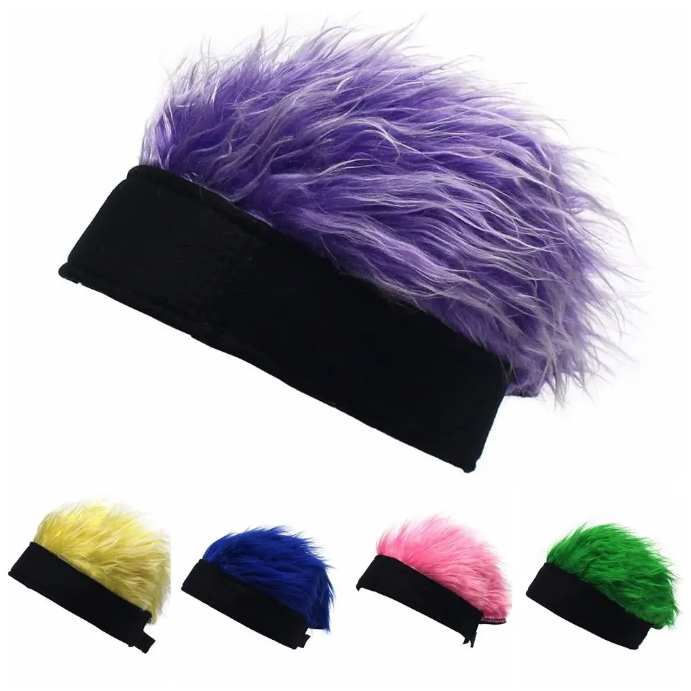 Hair Accessories Retro Fake Hair Skullcap Brimless Fluffy Fun Short Hair Caps Colored Synthetic Beanie Wig Hat Men