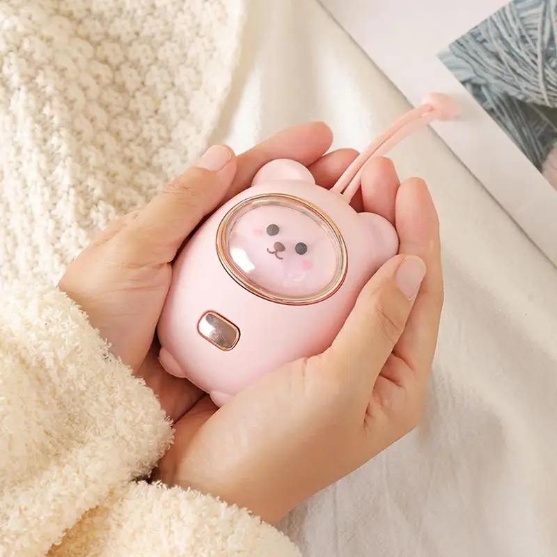 

Rechargeable Hand Warmer Cute Bear Shape Reusable Hand Warmer Built-in 2400mAh Battery Fast Heating RGB Light Home Supplies