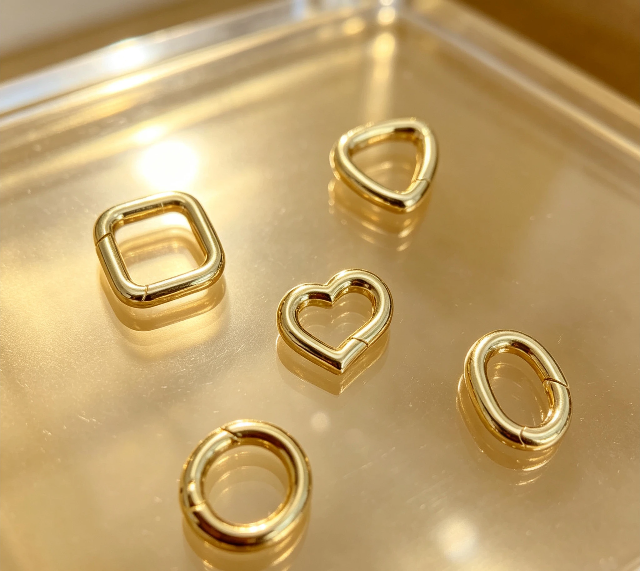 9999  gold clasp  diy jewelry parts fine gold gold circle clasp square shape heart shape birthday gift