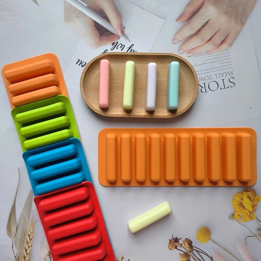 2pcs Long Strip Silicone Baking Mold Finger Shaped 10 Cavity Rectangular Silicone Mold DIY Non Stick Chocolate Bar Mold