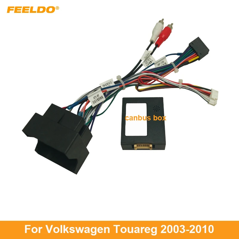 

FEELDO Car 16pin Audio Wiring Harness With Canbus Box For Volkswagen Touareg 03-10 Aftermarket Stereo Installation Wire Adapter