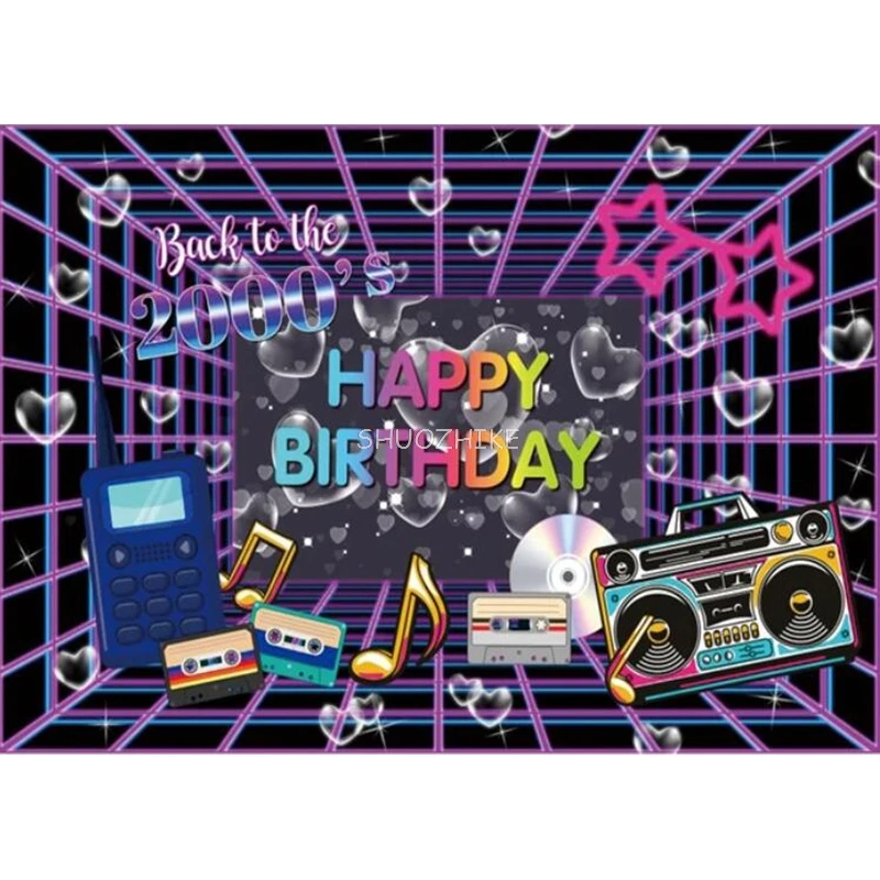 Back to The 90's Birthday Party Photography Backdrops Hip Hop 90th Graffiti Background Retro Radio Prom Photo Booth Props TY-02