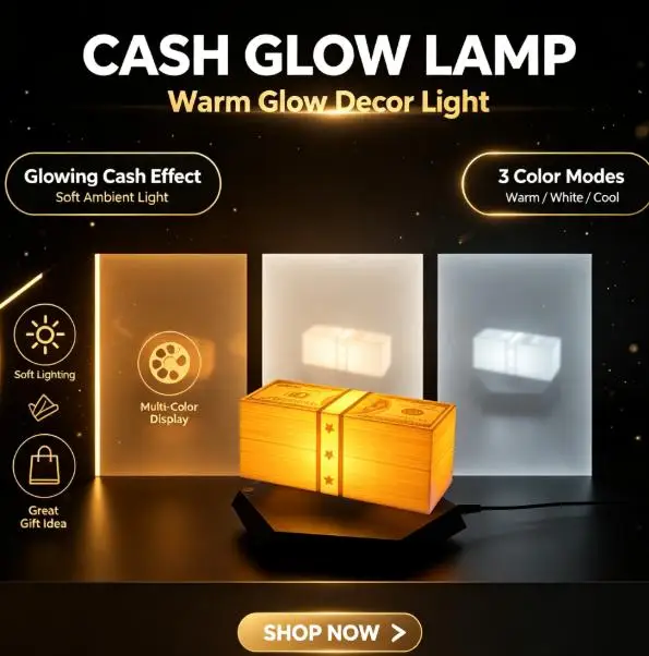 Dollar Banknote Maglev Floating Money Lamp RGB Glowing Game Atmosphere Desk Light Novelty Maglev Night Light Game Peripheral