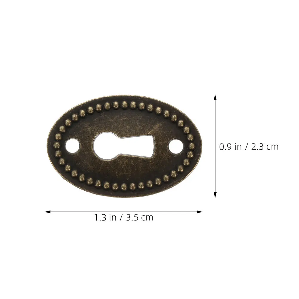 10Pcs Vintage Oval Keyhole Cover Insert Alloy Decorative Plate for Cabinet Furniture Jewelry Box Drawer Home Office