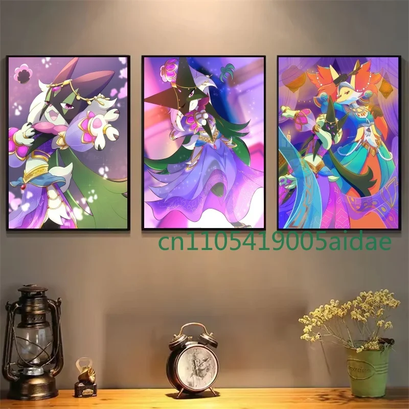 

Cartoon Pokemon Anime Meowscarada Art Picture Print Mural Poster Wall Home Living Room Corridor Aesthetic Canvas Decor Painting