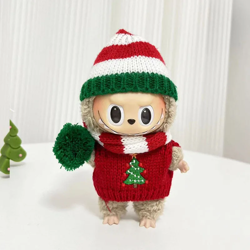 

Christmas Costume Knitted sweater hat scarf set Clothes For labubu clothing For Big into energy labubu clothes Accessories