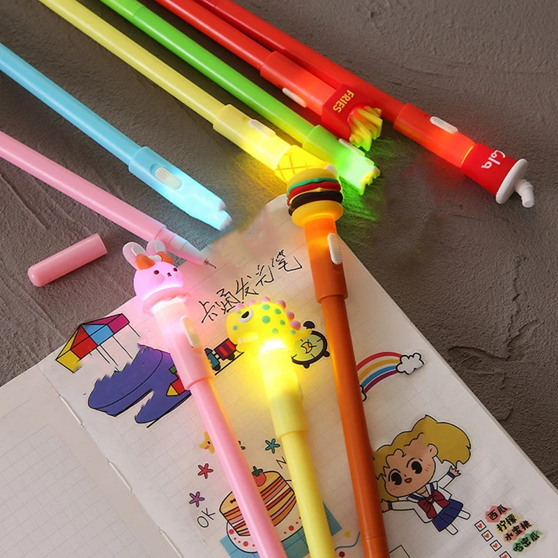 4Pcs/Set Cute Luminous Gel Pen Stationery Cute Kawaii Light Pens School Office Supplies