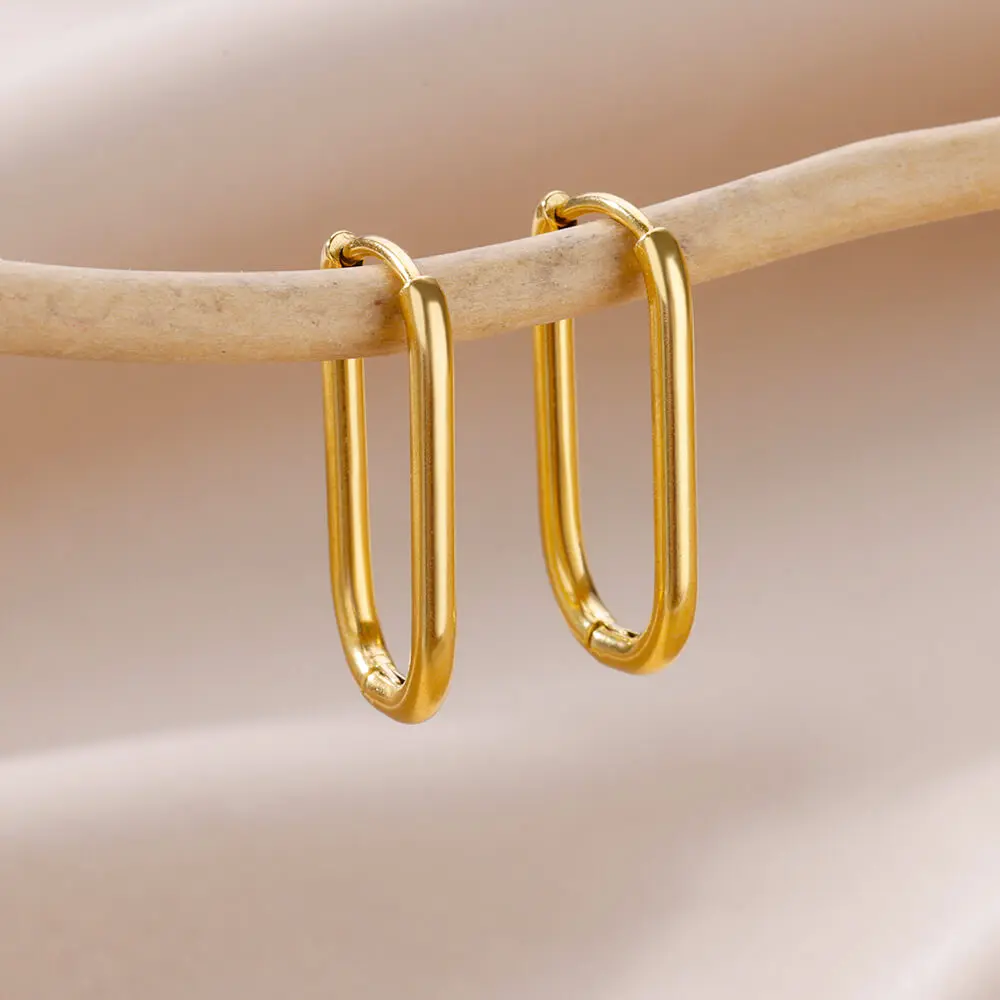 Stainless Steel Earrings for Women U-shaped Hoop Earrings 2024 Trend New in Korean Fashion Party Wedding Jewelry aretes mujer