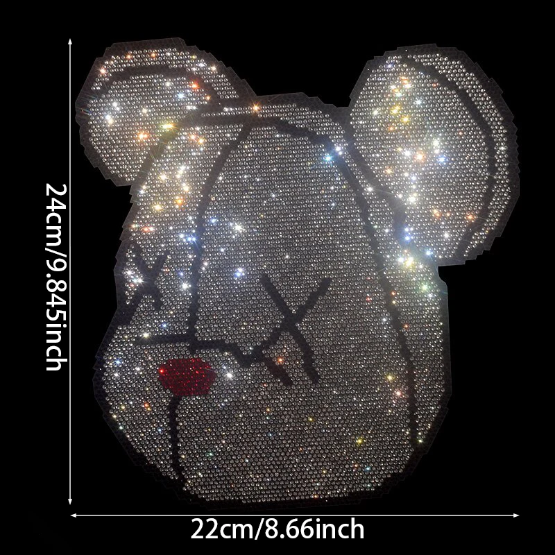Super Flash Niedlicher kleiner Bär Heißprägung Trendige Markenkleidung Bärenkopf Heißprägung Diamant Benutzerdefinierte Kleidungszubehör DIY