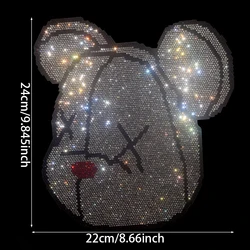 Super Flash Cute Little Bear Hot Stamping Trendy Brand Clothes Bear Head Hot Stamping Diamond Custom Clothing Accessories DIY