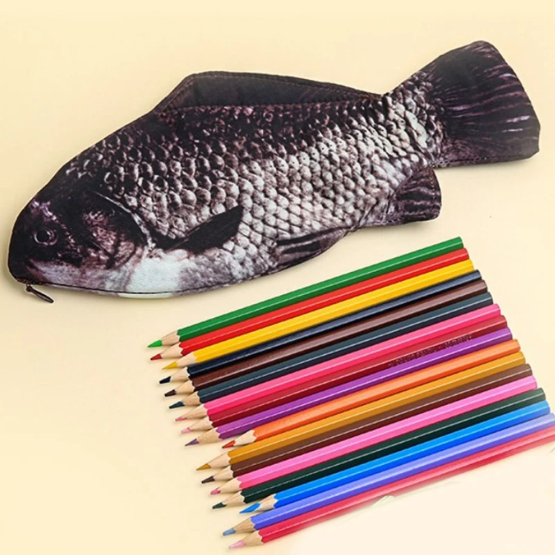 Creative Fish Shaped Pencil Case Novelty Fish Pen Bag Coin Wallet Fun Pen Box Student Office Stationery Supplies