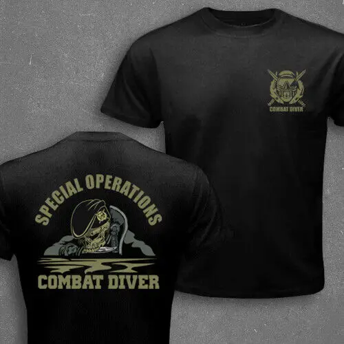 

US Special Forces Combat Diver Skull Design Military T-shirt Short Sleeve Casual O-Neck Cotton Shirts