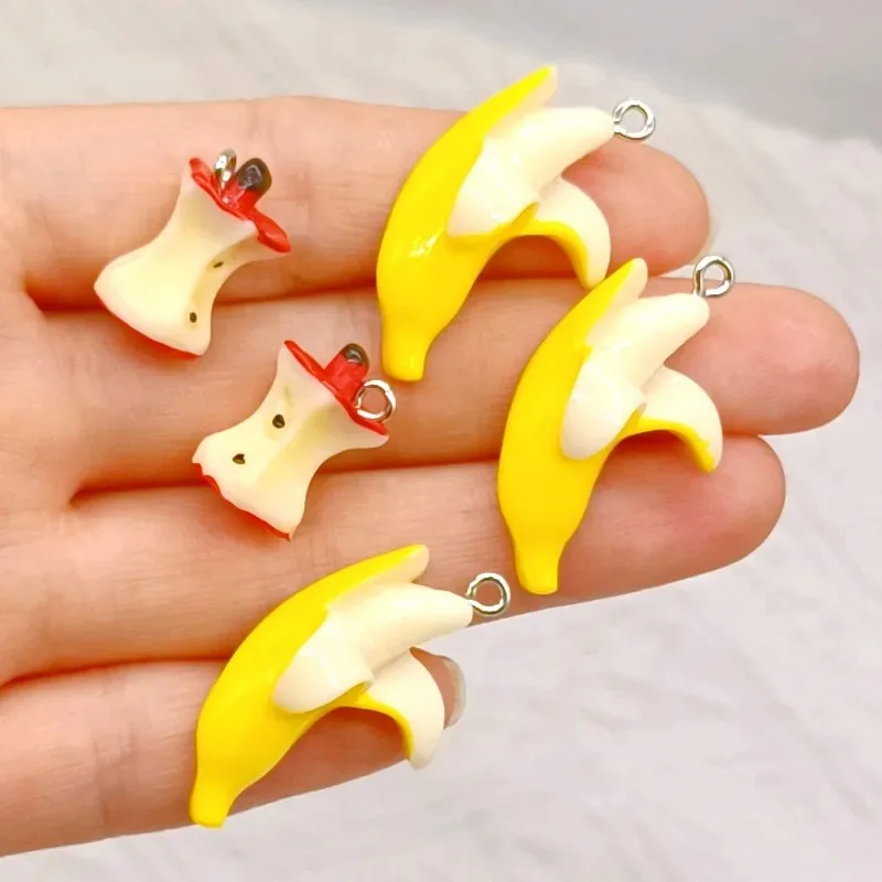 

10pcs Kawaii 3D Red Apple Core Resin Charms Simulation Fruit Small Pendants Diy Crafts For Earring Keychain Jewelry Make