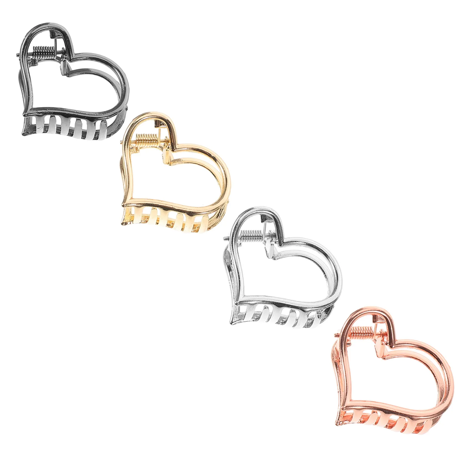 

4Pcs Heart Shaped Jaw Clip Minimalist Hair Claws Wedding Party Prom Birthday Special Occasion Fashion Headwear Golden Silver