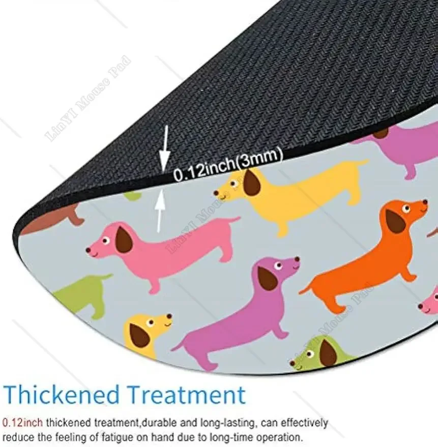 Imagem -03 - Mousepad Redondo com Base de Borracha Antiderrapante Tapete Colorido do Rato do Cão do Dachshund Acessórios Bonitos da Mesa do Escritório 79x79 in