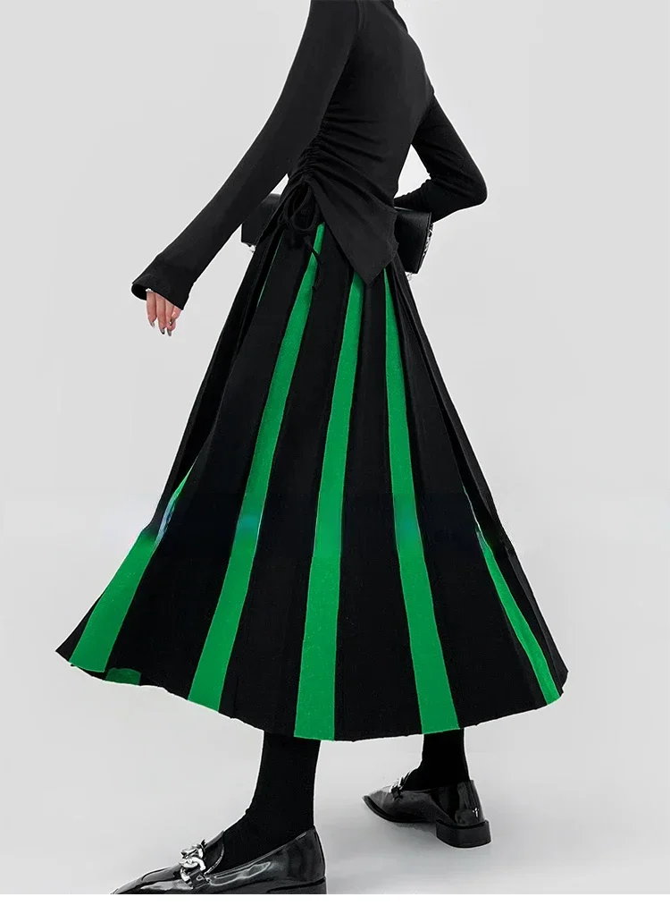 Autumn Winter Women\'s Skirts Elegant Fashion Knitted A-LINE Skirt Office Lady Black White Long Skirts for Women Fashion 2024