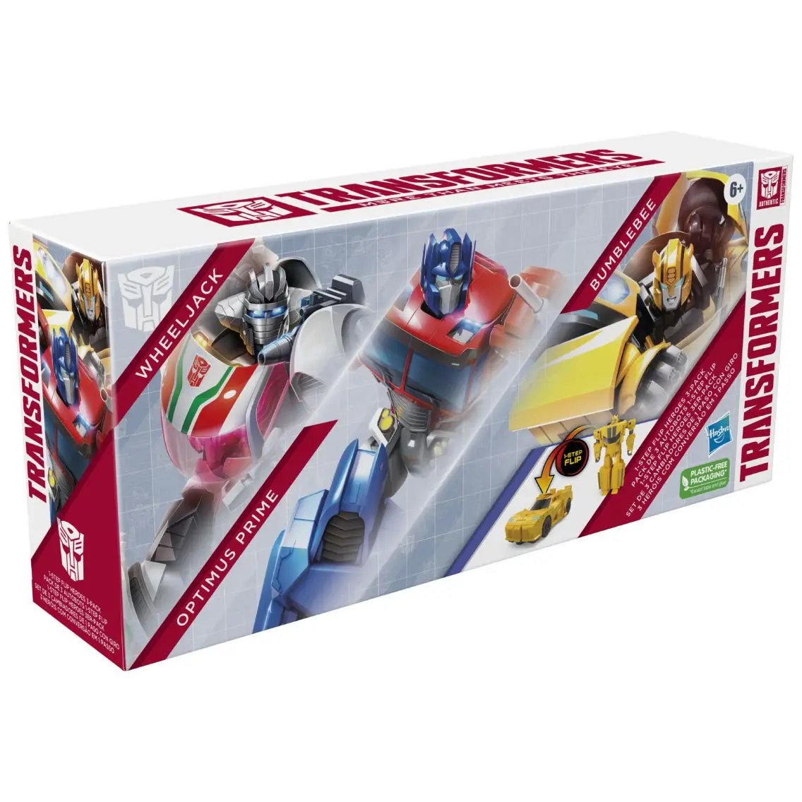 [in-stock]hasbro Transformers 1-Step Flip Heroes 3-Pack (Optimus Prime, Bumblebee, and Wheeljack) Model Toy Anime Action Figures