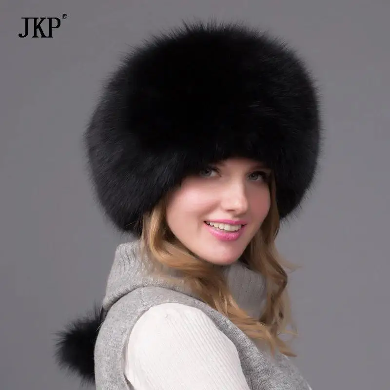 Winter Unisex Fox Fur Hat Sheepskin Hat Fox Raccoon Fur Hat Muticolors Ladies Winter Headgear Russian Outdoor Beanies Cap HJL-02