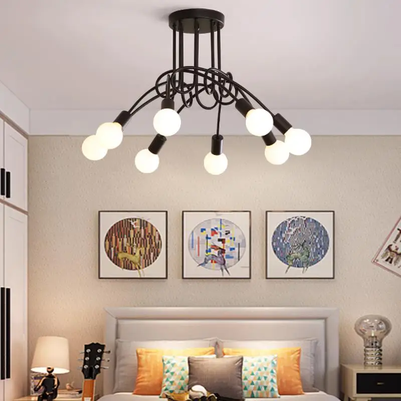 

E27 Loft Iron Ceiling Lights Simple American Restaurant Nordic living room bedroom Lighting fixtures