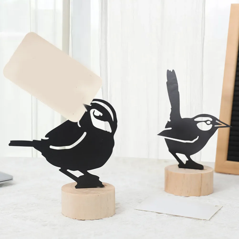 2Pcs Black Bird Shaped Iron Memo Clip Holder for Photos Cards Notes Table Number Wedding Xmas Decor Desktop Office Home Party