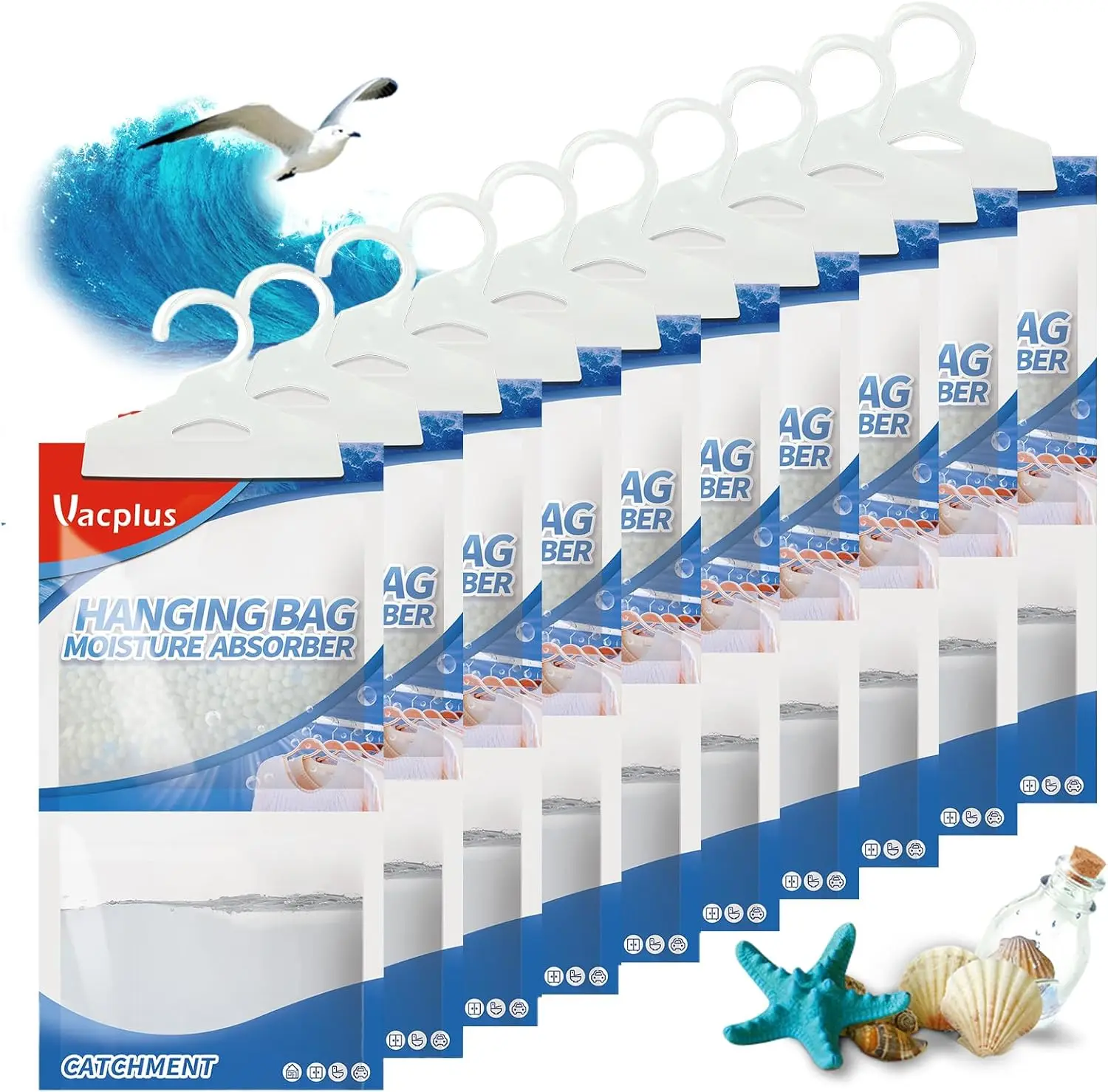 

Moisture Absorbers, Hanging Closet Dehumidifier Bags, Humidity Packs, Desiccant, Closet Dehumidifiers with Ocean Breeze Fragran