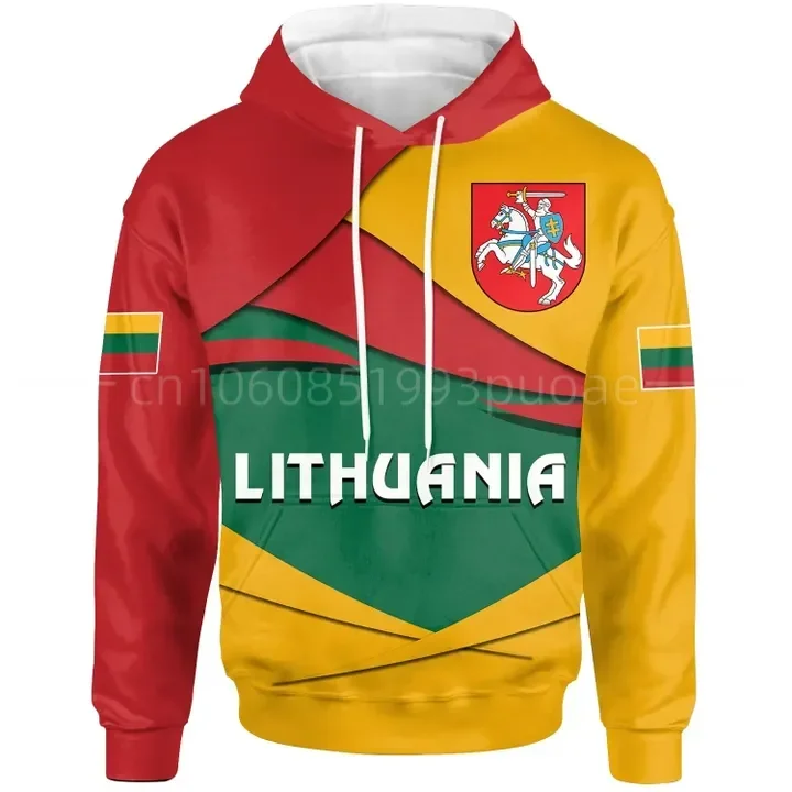 Lithuania Flag and Emblem Pattern Hoodies For Male Loose Men's Fashion Sweatshirts Boy Casual Clothing Oversized Streetwear