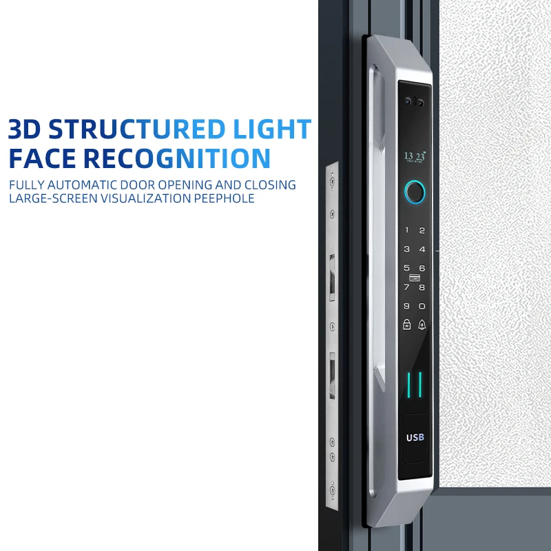 Face Recognition Fingerprint Lock 35MM Narrow Bezel Cell Phone Tuya Aluminum Door Code Lock Automatic Smart Door Locks