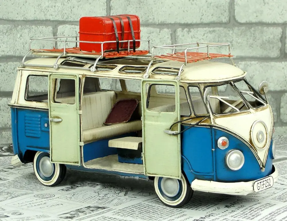 Retro Wrought Iron Mass Camping Bus, Metal Caravan Model, Jewelry Home Furnishings, Collectibles, Gifts, Birthday Gifts