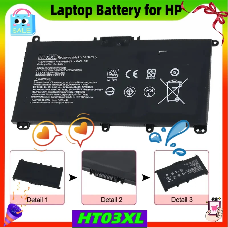 

HT03XL Notebook Laptop Battery Computer for HP Laptop TPN-Q207/TPN-Q208/TPN-Q209/TPN-C135/TPN-C136/TPN-I130/I131