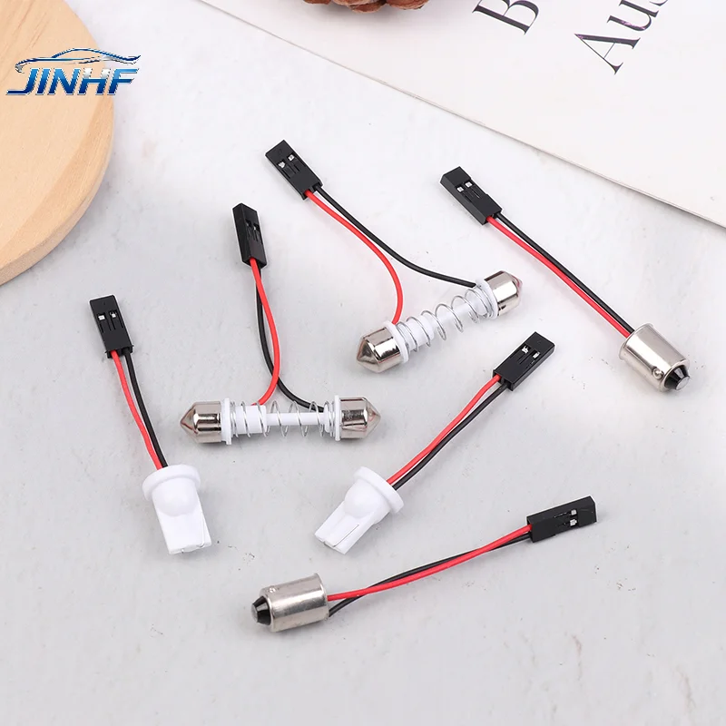 

10Pcs Adapter For Car Light Led Panel Stop Lamp Car Interior Dome Bulb T10 BA9S T4W Festoon To Pink Connector Wire Cables