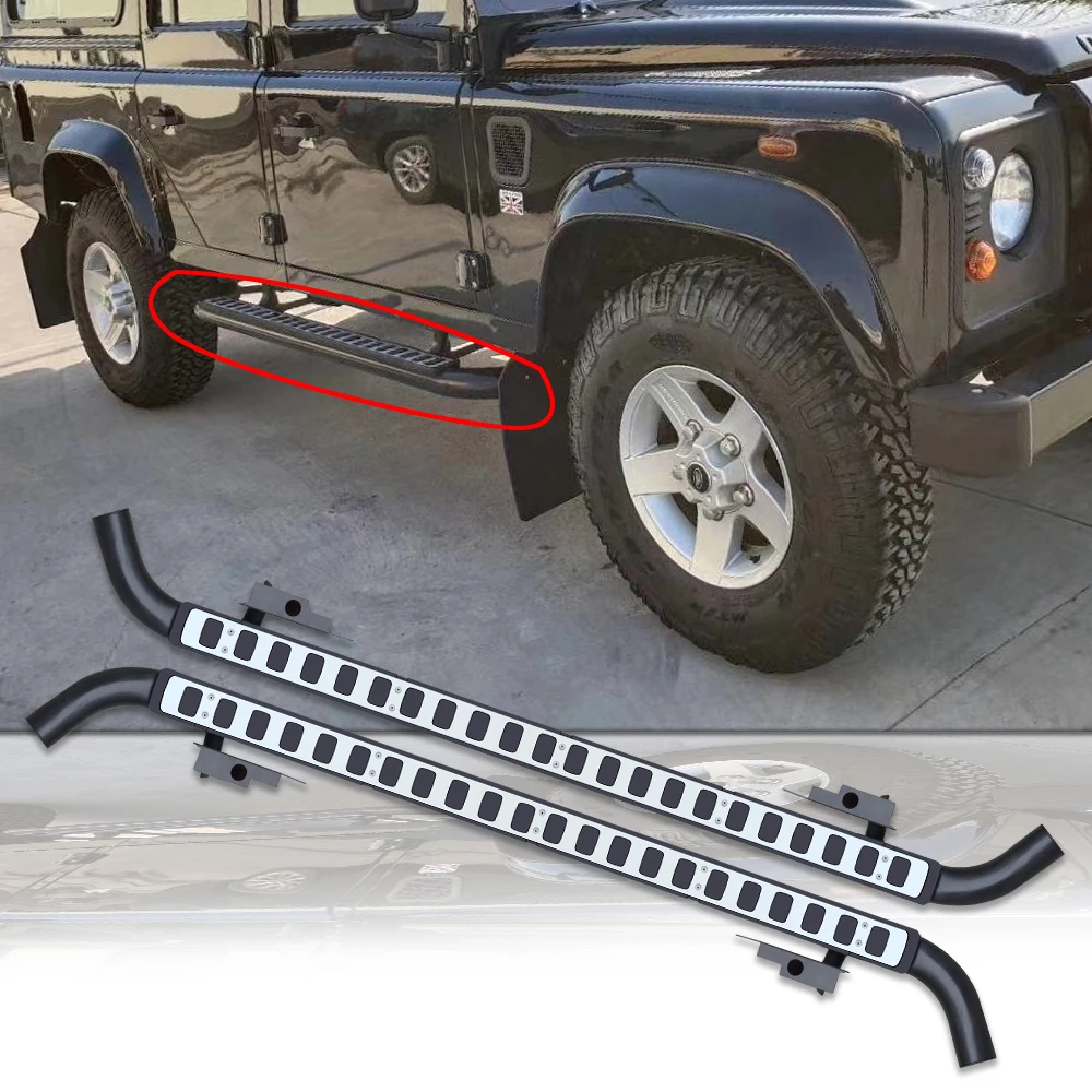 

Fits for land rover defend 110 2Pcs left right running board side steps nerf bar car pedal side stairs