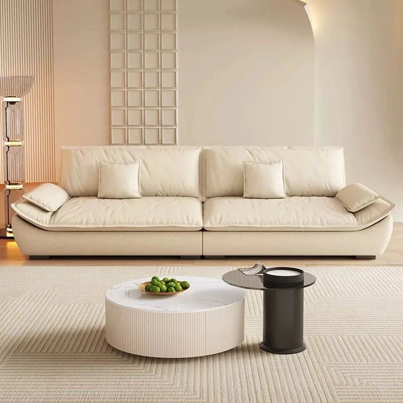 

Down sofa, living room large sitting deep straight row, cream style Italian minimalist, removable and washable grinding fabric