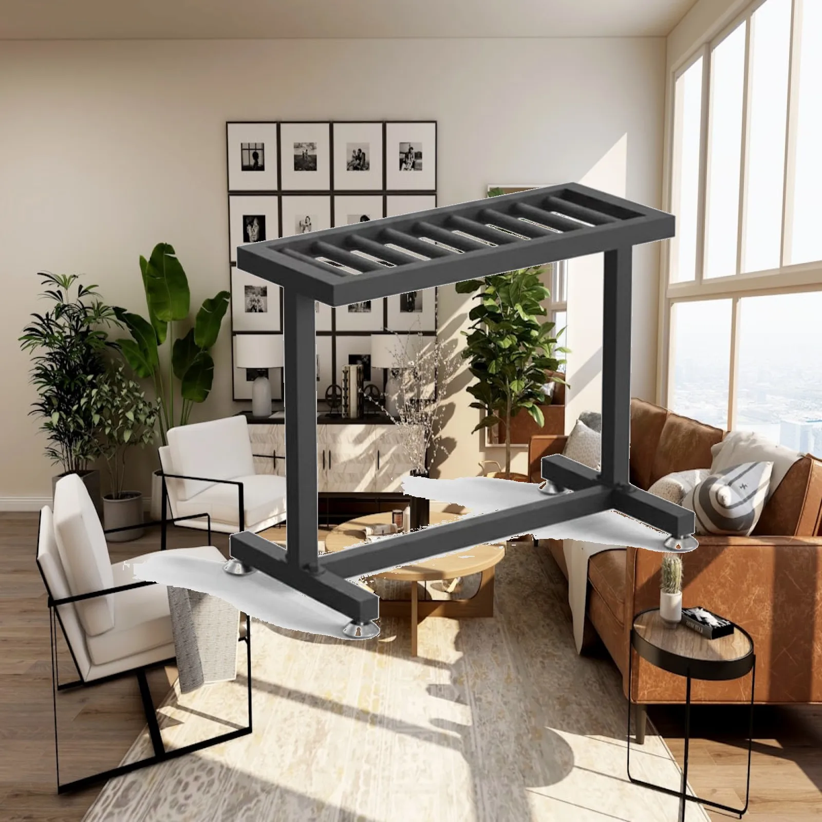 Open Frame Metal Racket Rack Table Display Stand Desktop Paddle Storage Organizer for Sports Equipment