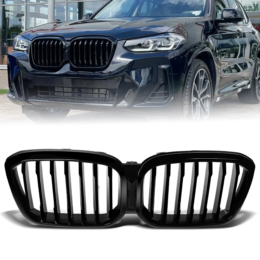 

Car Front Kidney Grill For BMW X3 X4 G01 G02 G08 M40i 20i 30i LCI 2022-2024 Racing Grills Gloss Black Grille Auto Accessories
