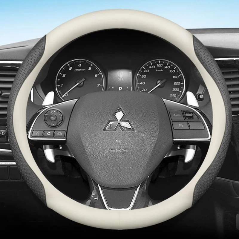 

Leather Car Steering Wheel Cover for Mitsubishi Outlander 2015 2016 - 2022 2023 2024 2025 Breathable Non-slip Auto Accessories