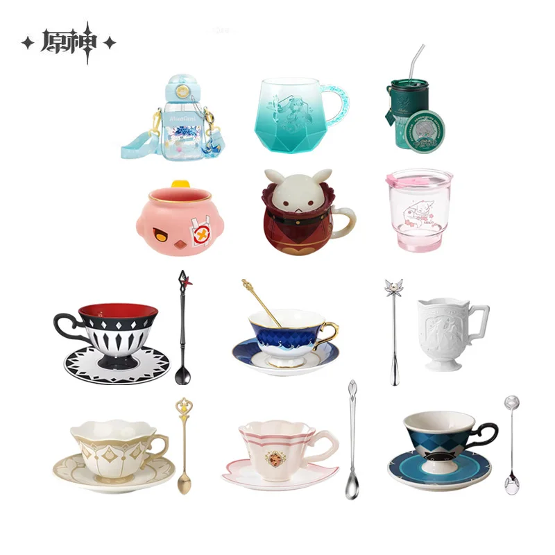 Sunsyea Genshin Impact Offizielles Merch miHoYo Original Theme Series Furina Arlecchino Lynette Nachmittagstee-Tasse und Untertassen-Set