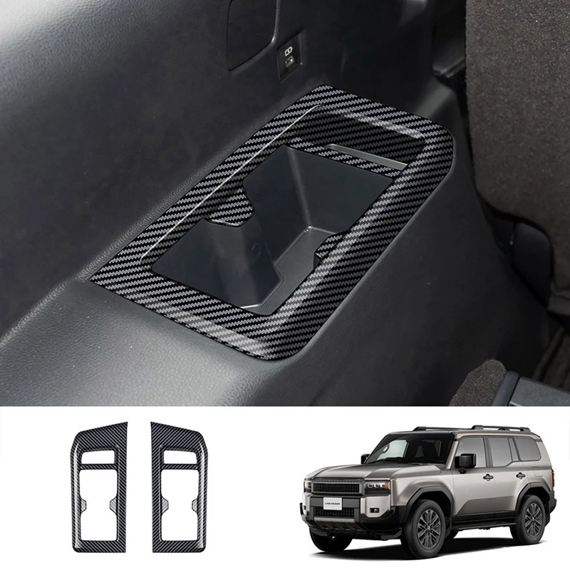 Auto Dritte Reihe Sitze Wasser Tasse Rahmen Aufkleber Tasse Halter Trim Für Toyota Prado LC 250 2023 Carbon Faser