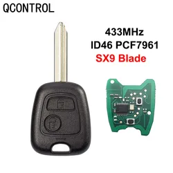 QCONTROL 433MHz chiave a distanza per auto fai da te per CITROEN BERLINGO 2002 - 2008 parte nber 6554RH 2 pulsanti