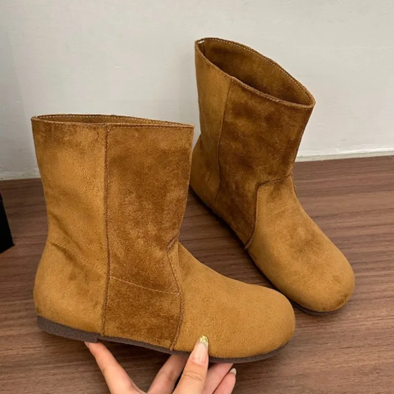 موضة الجلد المدبوغ النساء الشقق أحذية بوت قصيرة مصمم جديد 2025 أحذية الشتاء أنيقة حذاء من الجلد غير رسمي الكلاسيكية المشي Zapatos Mujer #3