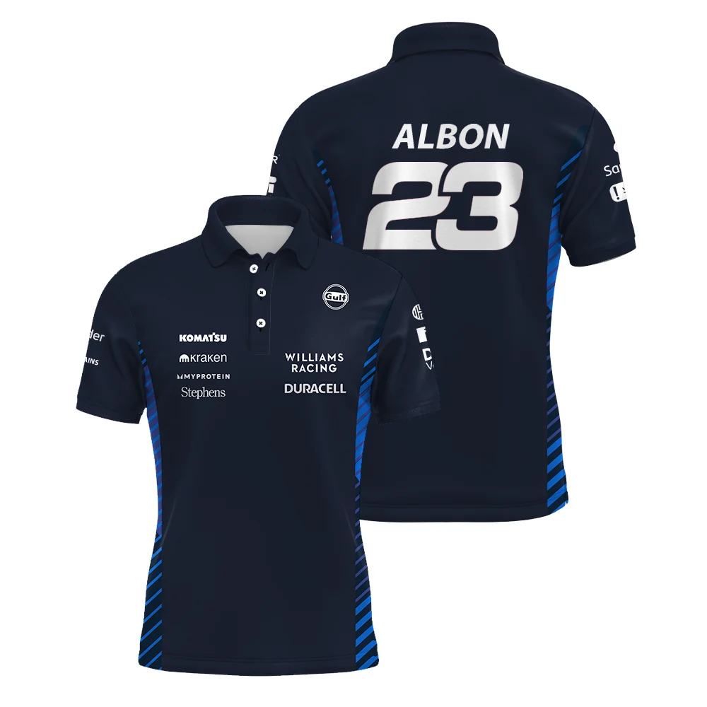 2025 new F1 car Williams team of the same short-sleeved T-shirt polo shirt racing suit sports breathable quick drying top